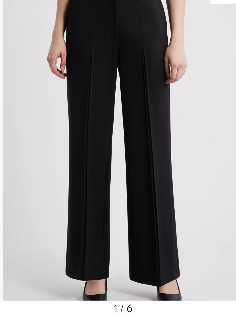Elie Tahari Black Wide-Leg Crease Front Trousers
